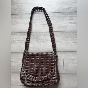 Woven Brown ,Crossbody Faux Leather Bag